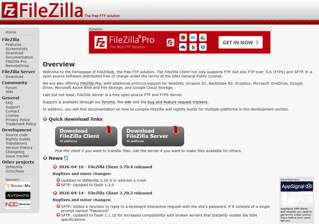 FileZilla — официальный сайт filezilla-project.org