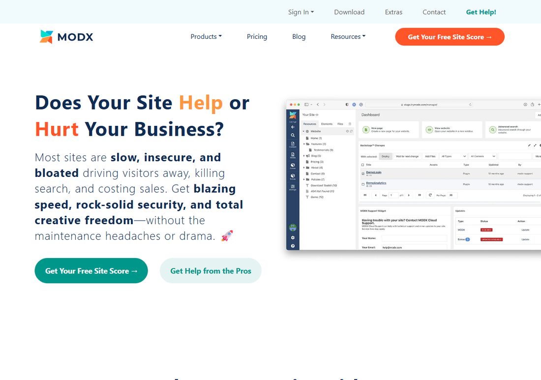 Главная страница MODX на modx.com