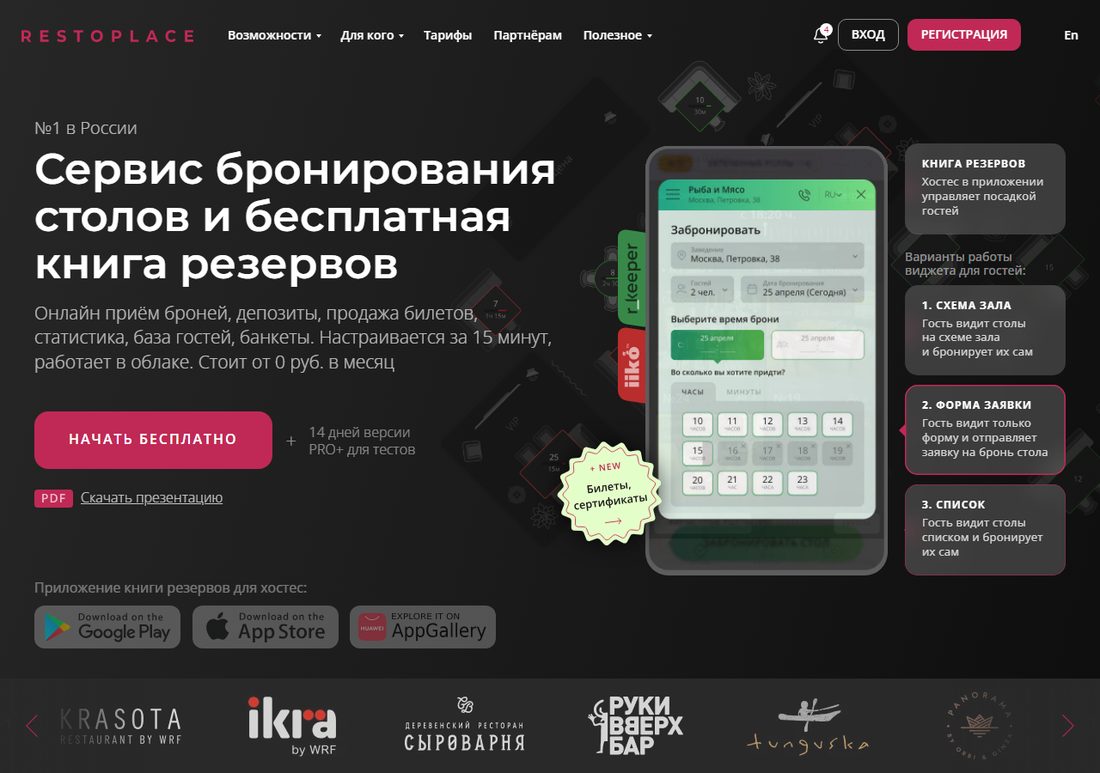 Главная страница Restoplace